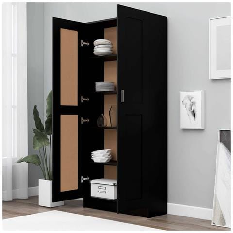 Lusso Casadino - Libreria Nera 82,5x30,5x185,5 Cm In Legno Multistrato - Foto 2