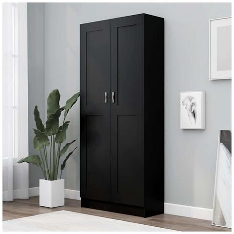 Lusso Casadino - Libreria Nera 82,5x30,5x185,5 Cm In Legno Multistrato - Foto 8