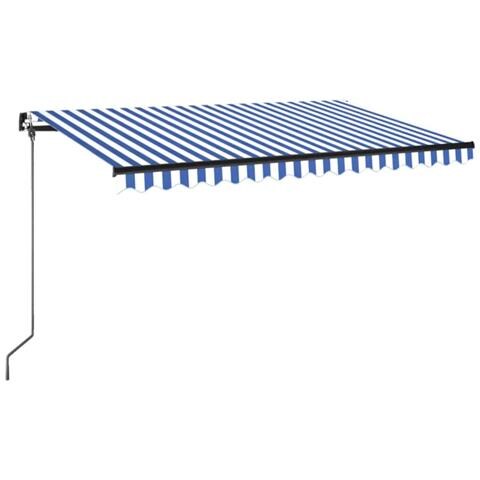 Tenda Da Sole Retrattile Manuale 400x350 Cm Blu E Bianca - Foto 1