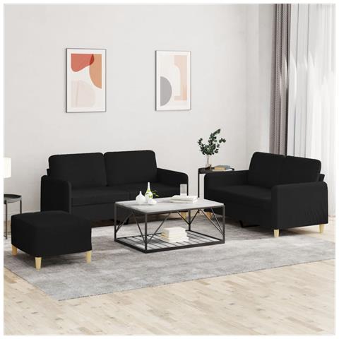 Set Di Divani 3 Pz Con Cuscini Nero In Tessuto - Foto 8