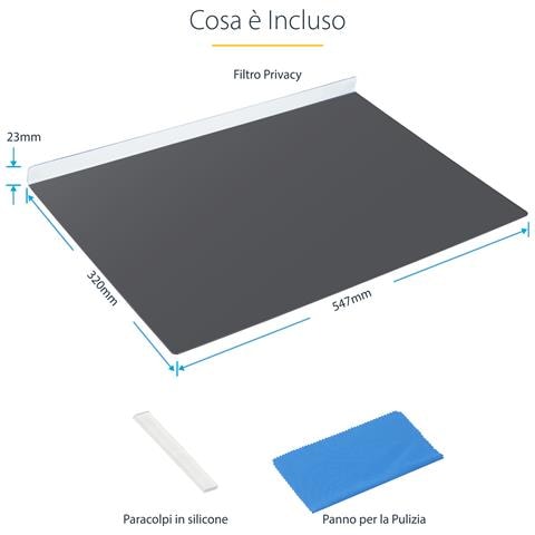 Filtro privacy per monitor da 24" 16:9, filtro di sicurezza in acrilico da appendere, pellicola protettiva ad installazione rapida, + /- 30 gradi, lucido - Foto 16