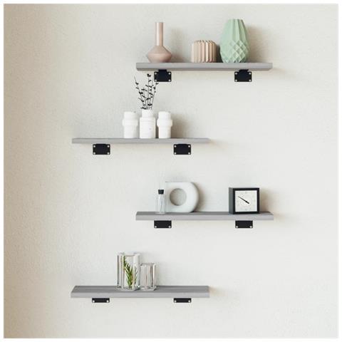 Lusso Casadino - Mensole Parete 4pz Grigio Sonoma 40x10x1,5cm Legno Multistrato - Foto 8