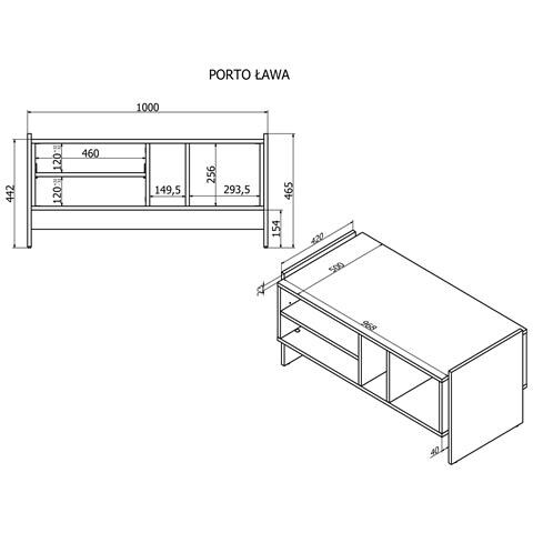 Panca /tavolo PORTO 100x50x46 rovere /nero - Foto 2