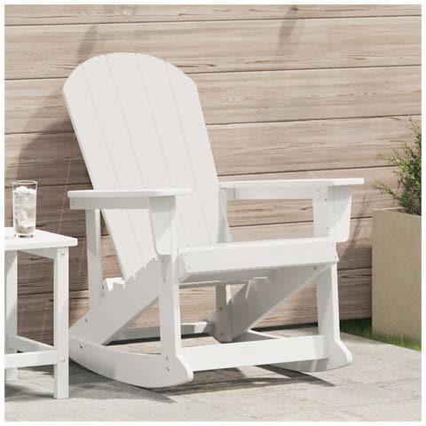 Sedia a Dondolo Adirondack Bianca 73.5x92x90 cm HDPE - Foto 2