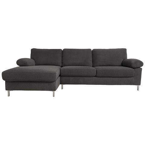 Galway Divano Angolare 4-5 Posti Chaise Longue Sinistra Velluto A Coste Grigio Antracite - Foto 1