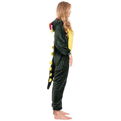 Pigiama Da Donna Tuta Intera Kigurumi Onesie Dinosauro Verde 145-155 Cm S - Foto 2
