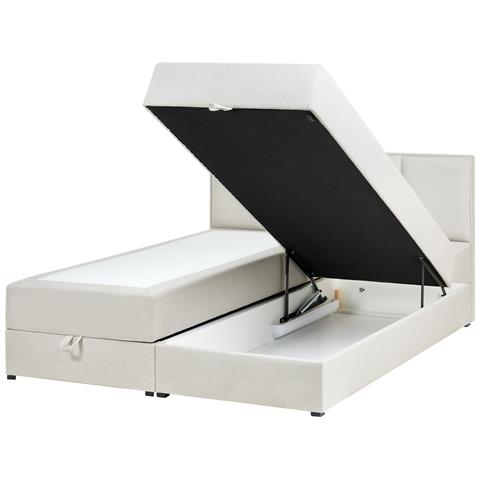 Divano Letto Con Contenitore Tessuto Baronet 160 X 200 Cm Bianco Sporco - Foto 2