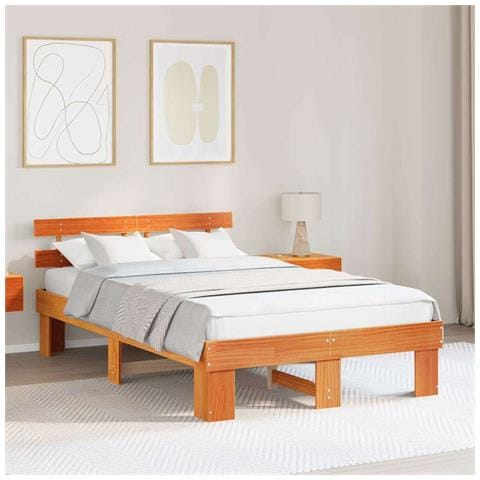 Struttura del letto Marrone 120 x 190 cm Legno massello di pino - Foto 2