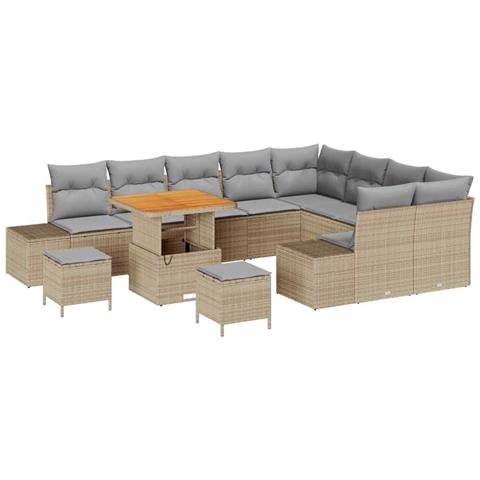Set Divano da Giardino con cuscino 12 pcs Beige e Grigio Chiaro - Foto 1