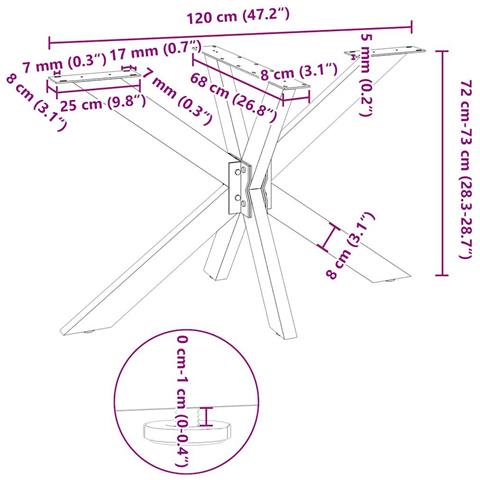 Gamba per Tavolo da Pranzo a Forma di Ragno Bianca 120x68x(72-73) cm Acciaio - Foto 9