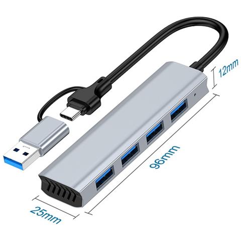 Hub Usb 3.0 4-in-1 Con 3 Porte Usb 2.0 - Stazione Docking Type-c - Foto 2