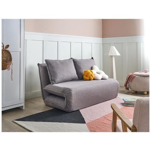 Divano Letto 2 Posti Roros Lino Sintetico Grigio Scuro - Foto 1