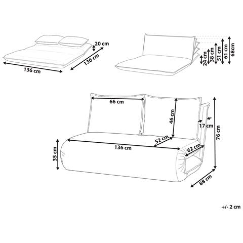Divano Letto 2 Posti Roros Lino Sintetico Grigio Scuro - Foto 5