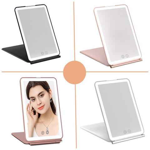 Specchio Led Portatile Per Trucco Con Controllo Tattile E Ricarica Usb, Compatibile Con Tutti I Dispositivi. - Foto 3