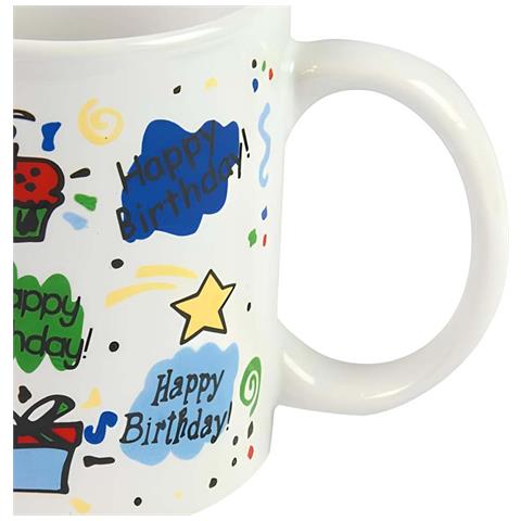Tazza Di Ceramica Per Compleanni Da 300 Ml Con Motivo Festivo, Bianco - Foto 2
