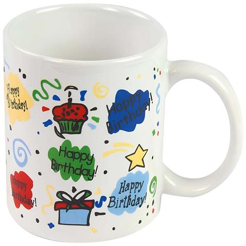Tazza Di Ceramica Per Compleanni Da 300 Ml Con Motivo Festivo, Bianco - Foto 1