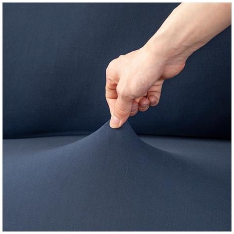 Copridivano Elasticizzato Universale A 3 Posti Blu Navy Tinta Unita - Foto 2