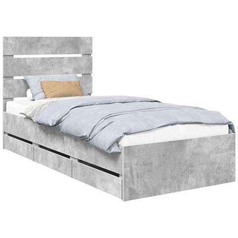 Struttura del letto con cassetto Grigio cemento 90 x 190 cm - Foto 1