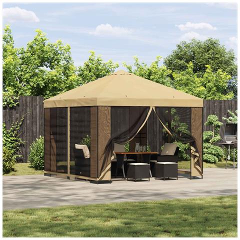 Gazebo da giardino con pareti laterali 3 x 3 m Crema - Foto 2