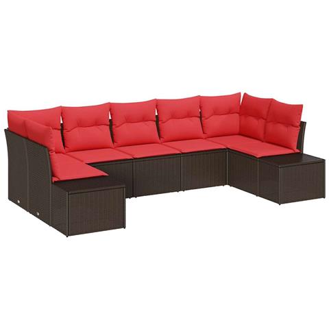 Set Divano da Giardino con cuscino 7 pcs Marrone polyrattan - Foto 1