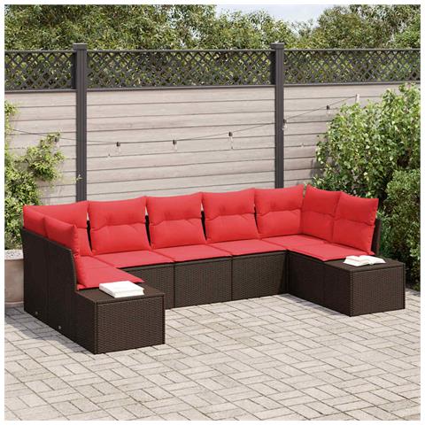 Set Divano da Giardino con cuscino 7 pcs Marrone polyrattan - Foto 2