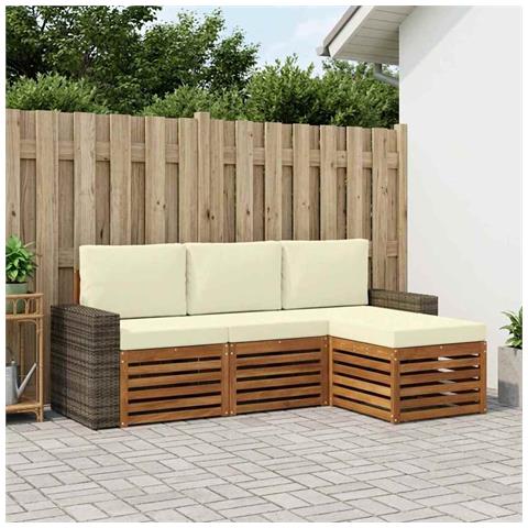 Set di divani da esterno con cuscino 4 pcs Naturale e Crema - Foto 2