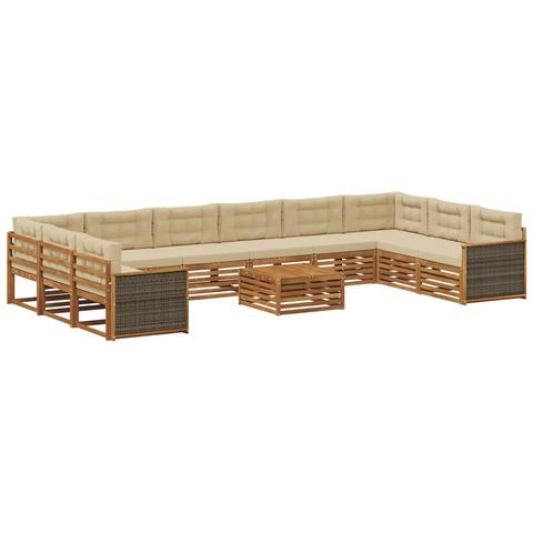 Set divani con cuscino 11 pcs Legno di Acacia Massello - Foto 1