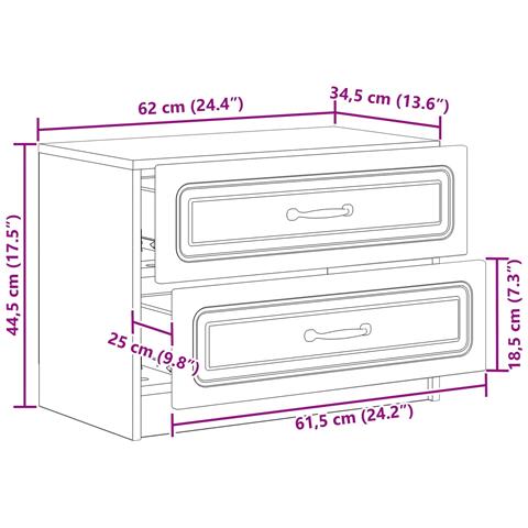 Armadio da Notte Nero 62 x 34,5 x 44,5 cm Legno ingegnerizzato - Foto 9