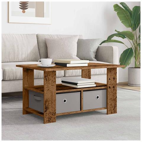 Tavolino da salotto con cassetto Legno vecchio 77 x 55 x 42 cm - Foto 2