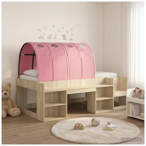 Letto con Tunnel 3 pz Rovere Sonoma e Rosa Legno multistrato - Foto 2