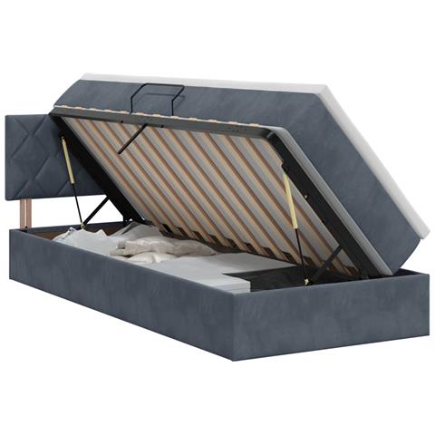 Letto con Contenitore Grigio Scuro 90 x 190 cm Velluto - Foto 1