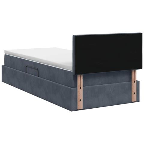 Letto con Contenitore Grigio Scuro 90 x 190 cm Velluto - Foto 9