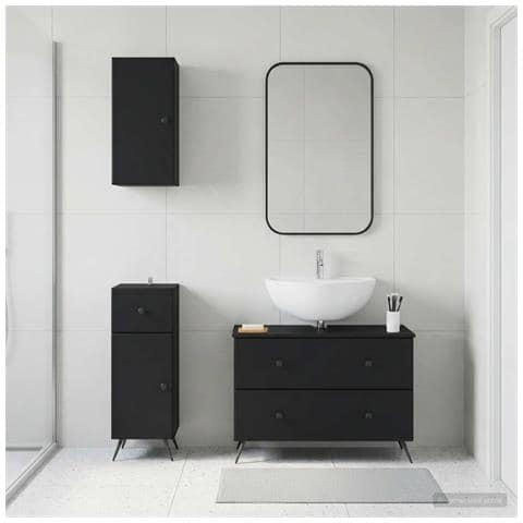 Set di armadietti da bagno in 3 pezzi BREDA Nero - Foto 10