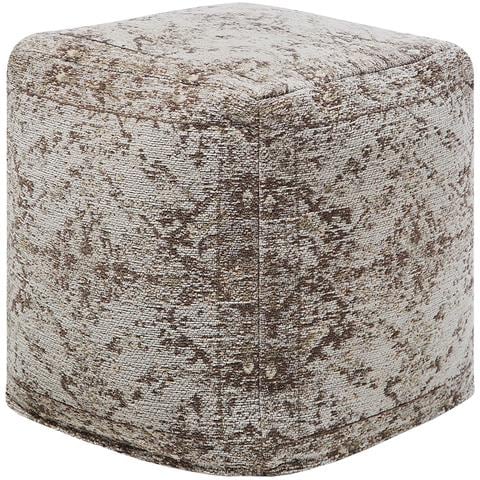 Pouf In Tessuto Grigio / beige Talpa 42 X 42 Cm Meerut - Foto 19