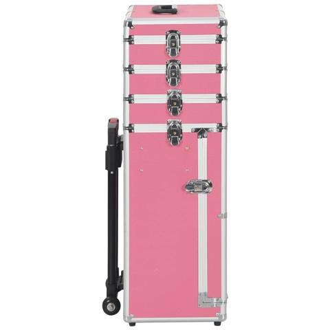 Valigia Trolley Per Cosmetici In Alluminio Rosa - Foto 2