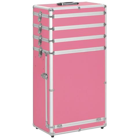 Valigia Trolley Per Cosmetici In Alluminio Rosa - Foto 1