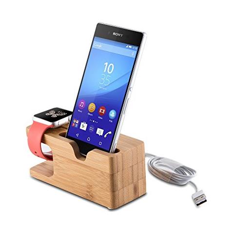 Docking Station - Stazione Di Ricarica In Vero Legno Di Bambù - Compatibile Con Tutti I Telefoni Cellulari E Gli Smartwatch - Foto 2