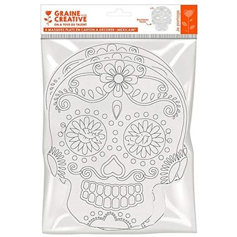 6 Maschere Di Cartone Piatte Da Colorare - Calavera Messicana - Foto 2