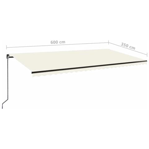 Tenda da Sole Retrattile Manuale con LED 600x350 cm Crema - Foto 2