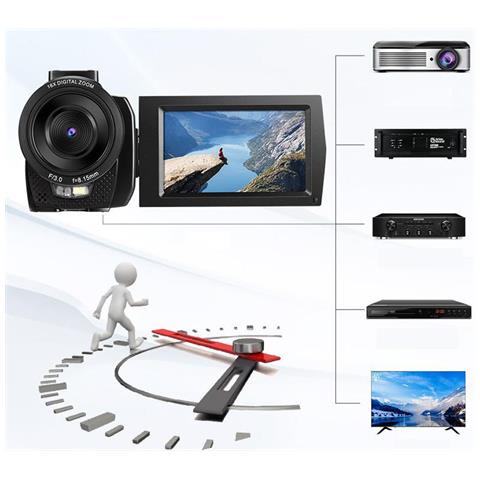 Videocamera Con Zoom 1080p / 24mp / 16x E Schermo Lcd Ruotabile - Foto 6