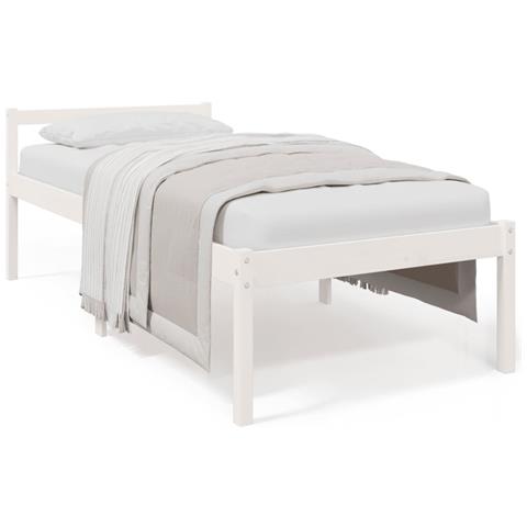 Letto per Anziani Bianco 75x190 cm Small Single Legno di Pino - Foto 1