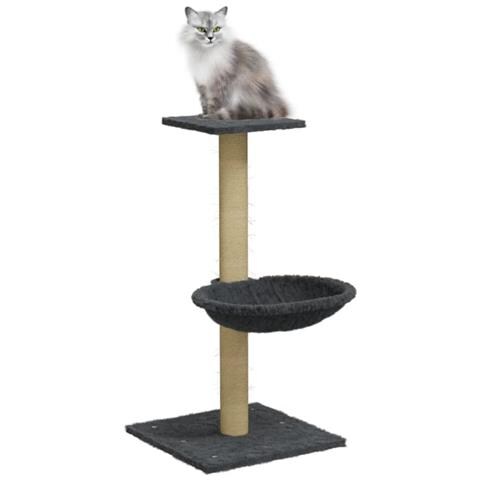 Albero Per Gatti Con Palo Tiragraffi Sisal Grigio Scuro 74 Cm - Foto 2