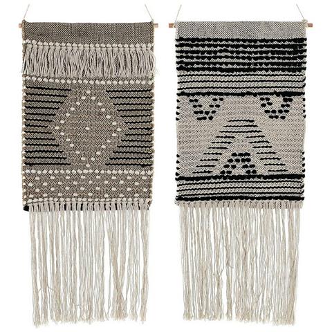 Decorazione Pensile Dkd Home Decor Beige Grigio Grigio Scuro Frange Boho 45 X 1 X 61 Cm (2 Unità) - Foto 1