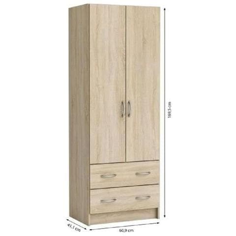 Armadio Decorativo In Quercia Spazzolato 2 Porte E 2 Cassetti 61 Cm - Foto 1