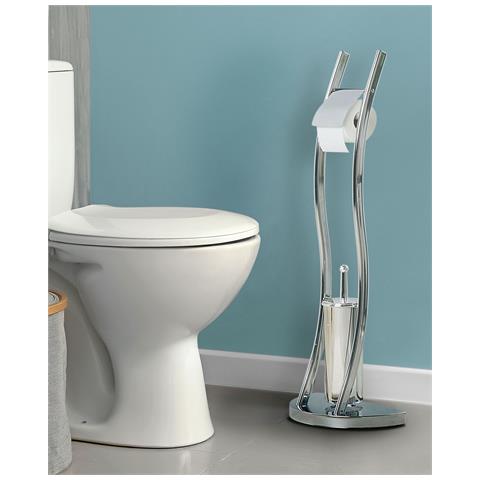 Porta Carta Igienica E Spazzolone Soacha Metallo Argento - Foto 1