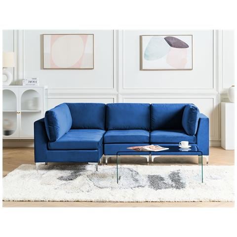 4 Posti Evja Velluto Blu Marino Lato Destro - Foto 1