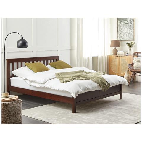 Letto Legno Di Pino Mayenne 160 X 200 Cm Marrone Scuro - Foto 1