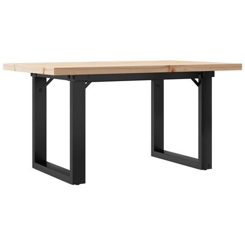 Tavolino Salotto Telaio A O 80x50x40,5cm Massello Pino E Ghisa - Foto 2