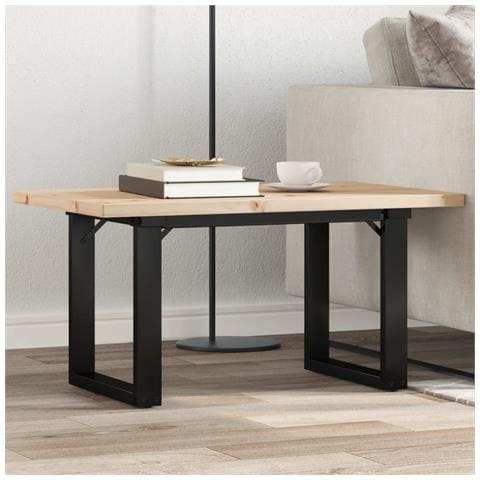 Tavolino Salotto Telaio A O 80x50x40,5cm Massello Pino E Ghisa - Foto 1