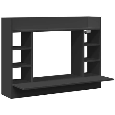 Scrivania A Parete Nera 105x48x75 Cm In Legno Multistrato - Foto 2